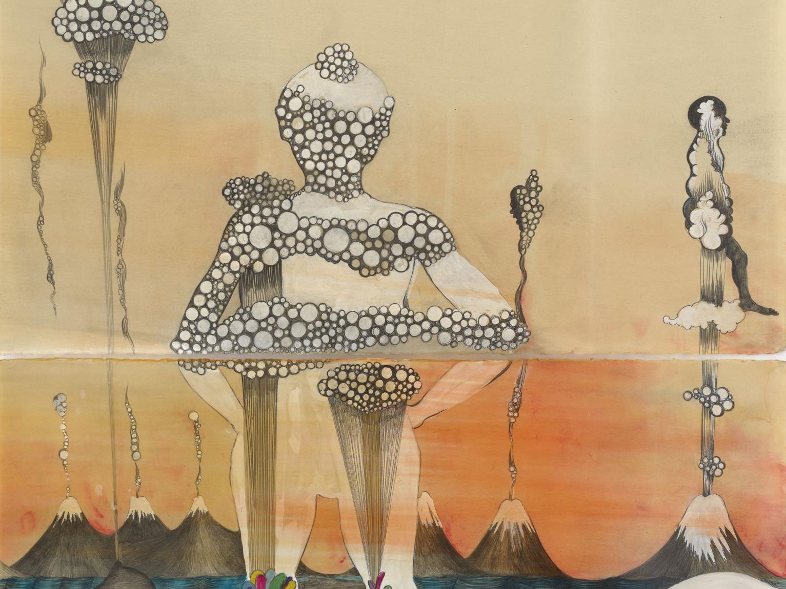 Obra "El despertar de un volcán" de la artista chilena Sandra Vásquez de la Horra