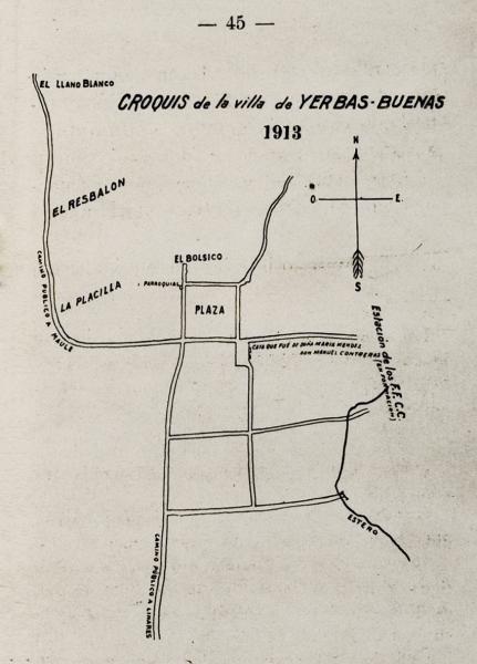 &quot;Croquis de la villa de Yerbas Buenas, 1913&quot;