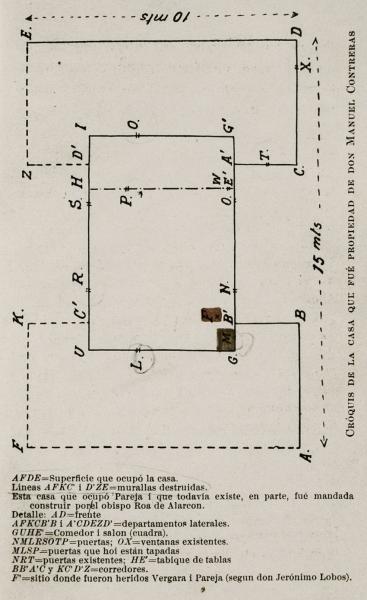 Croquis de la casa propiedad de la familia Conteras, 1913