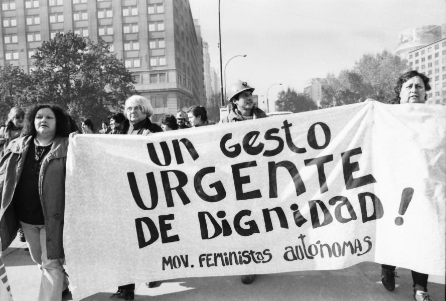 Feminstas apoyando a mineros del carbón, sin fecha. Donante: Marianela Rivera, Fotografía.