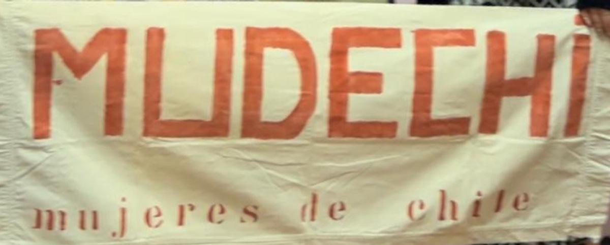 La funda fue donada por Sylvia Ovando Alvarado para ser utilizado como lienzo, el que se pintó en la cocina de la casa de Susana Guerrero. El lienzo lo pinto junto a Ana María Martínez. Estas tres mujeres integrantes de MUDECHI (Mujeres de Chile) en la ciudad de Punta Arenas, se utilizó por primera vez en manifestación en contra del alza del gas en la Región de Magallanes y en distintas actividades en contra la dictadura, 1982 o 1983. Donante: Sylvia Ovando, Región de Magallanes y Antártica Chilena. Fotografía.